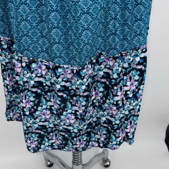 Soft‎ Surroundings Night Bloom Flutter Sleeve Floral MIDI Dress L Navy Multi - Picture 7 of 13